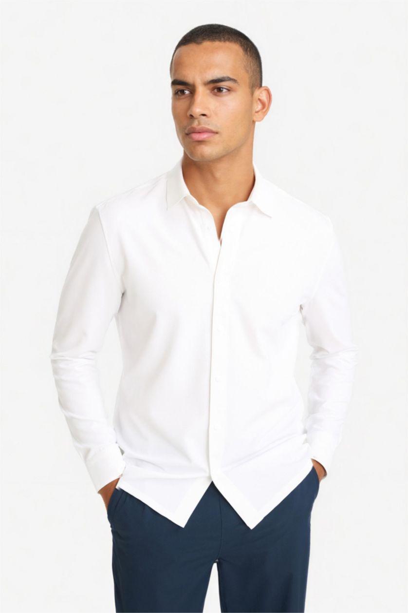 MAN Ecru DeFactoFit Long Sleeve Shirt