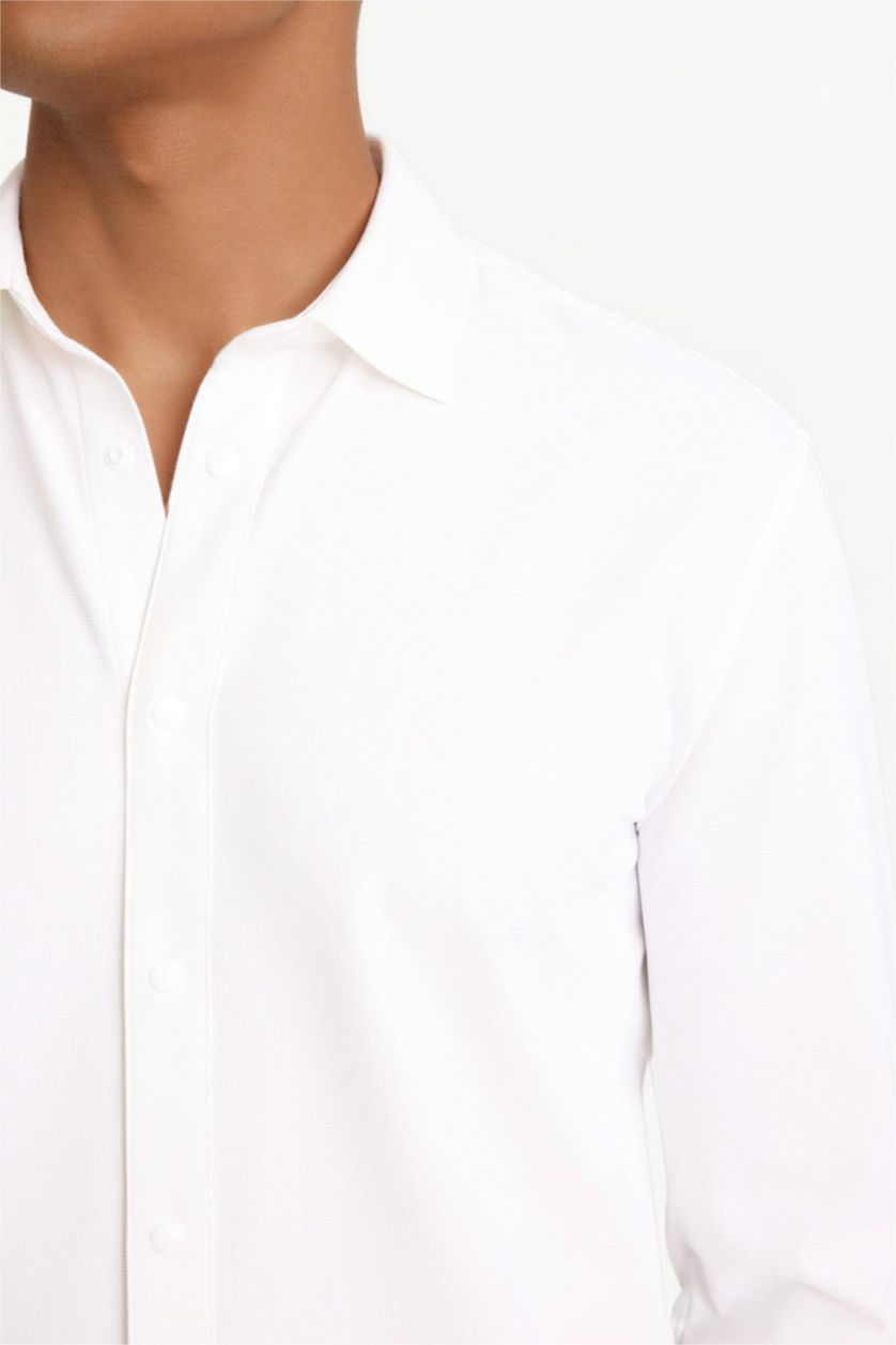 MAN Ecru DeFactoFit Long Sleeve Shirt