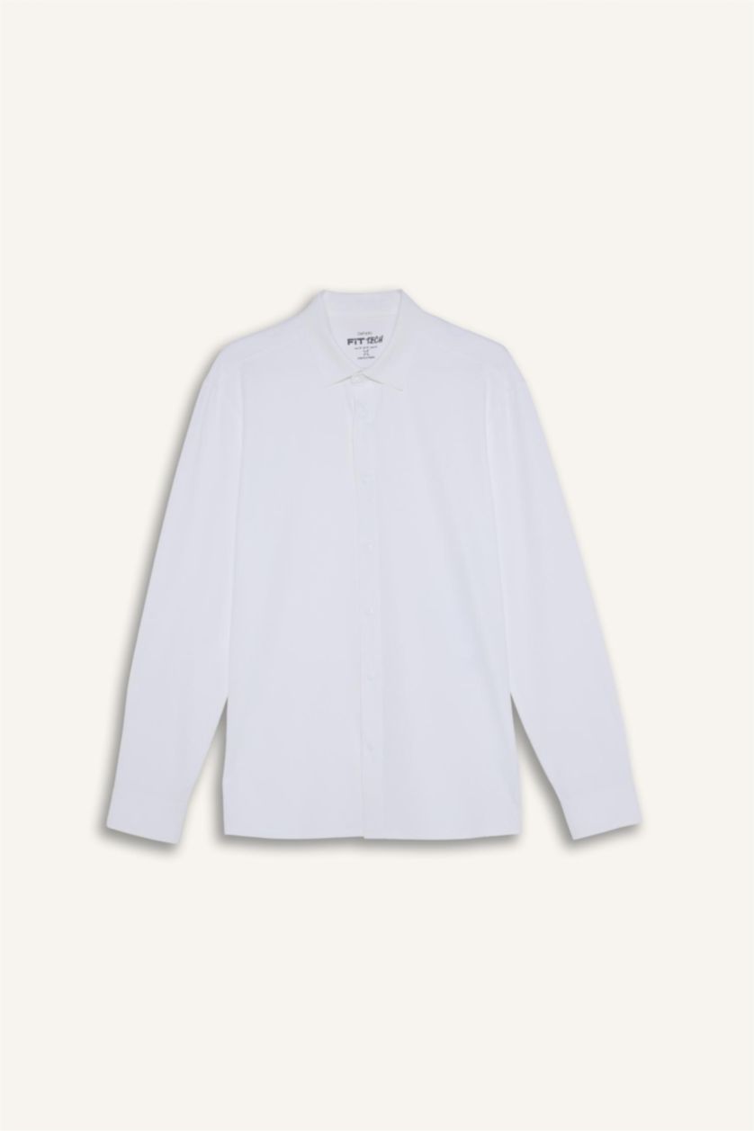 MAN Ecru DeFactoFit Long Sleeve Shirt