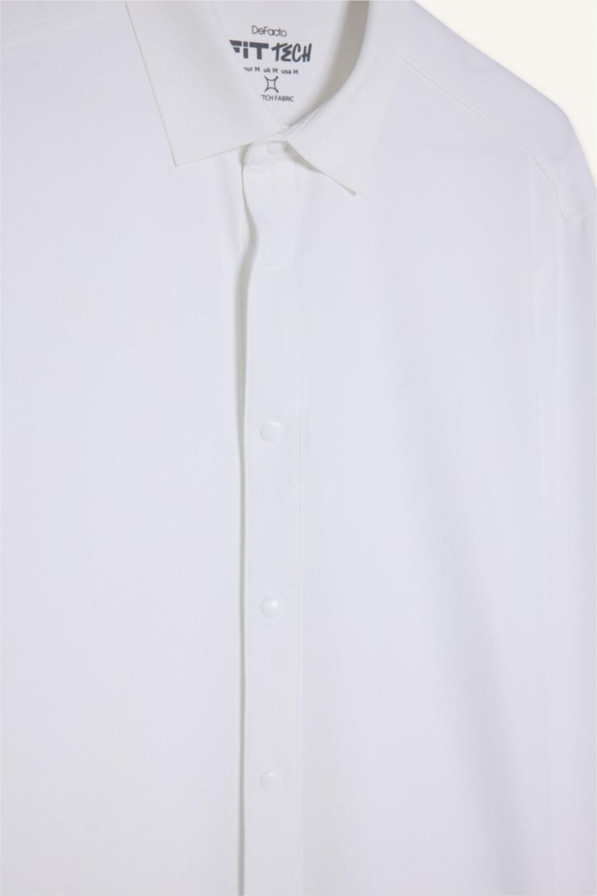 MAN Ecru DeFactoFit Long Sleeve Shirt