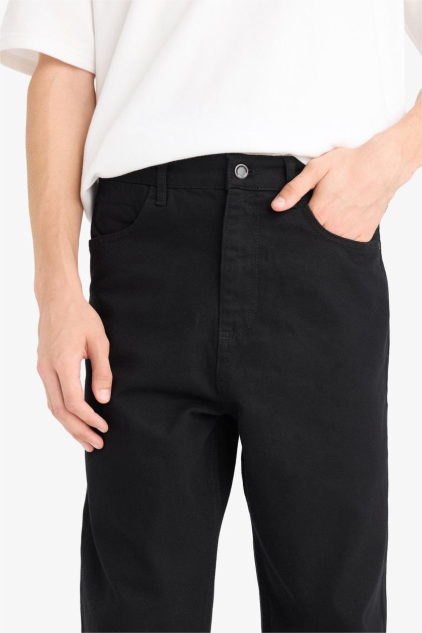 HOMME Noir Jean Baggy à jambes larges