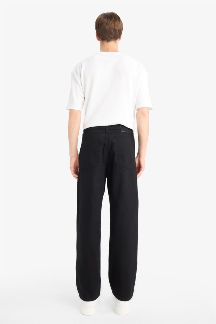 HOMME Noir Jean Baggy à jambes larges