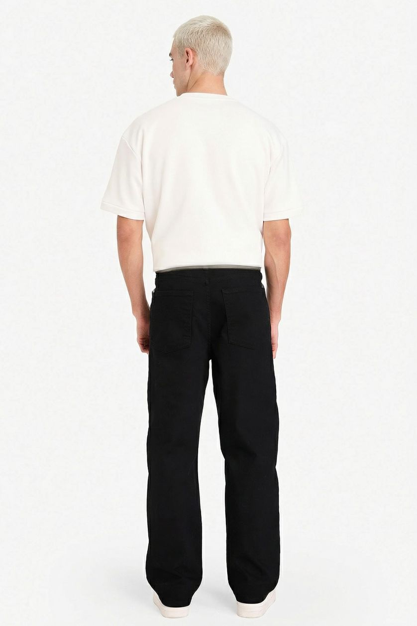 رجال أسود بنطلون جينز باجي برجل واسع