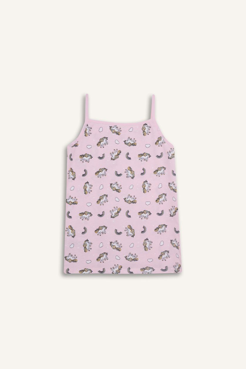 GIRLS & TEENS Light Pink Girl Patterned 2 Piece Undershirt Tank Top