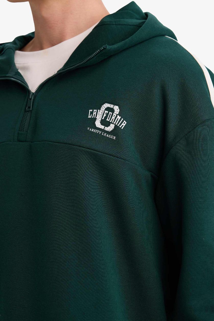 MAN Dark Green Boxy Fit Printed Long Sleeve Sweatshirt