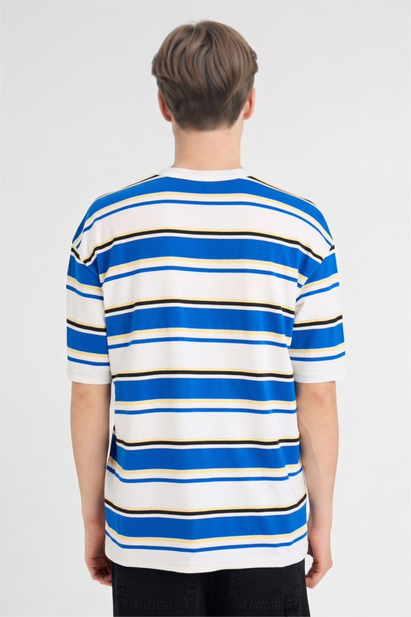 Man Sax Boxy Fit Printed Crew Neck Short Sleeve T-Shirt