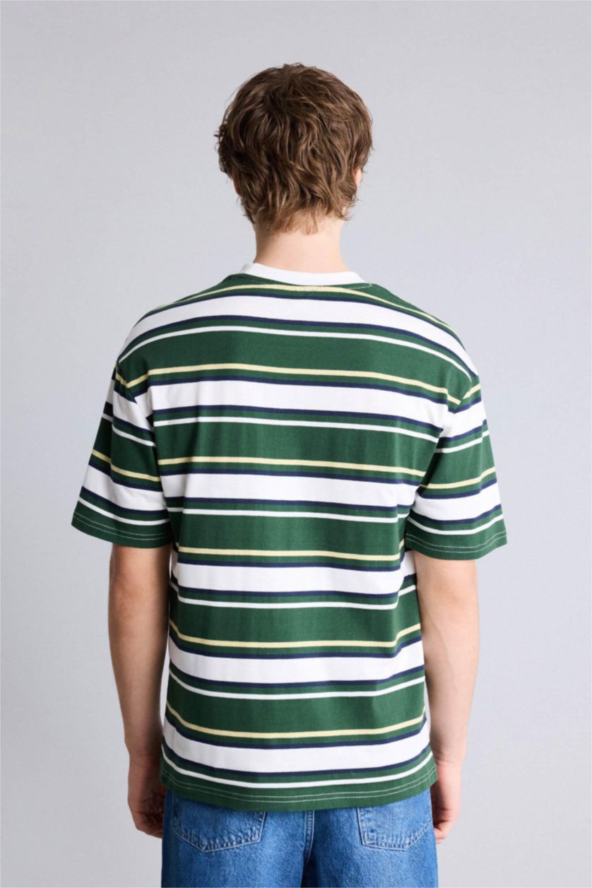 MAN Dark Green Cotton Boxy Fit Printed T-Shirt