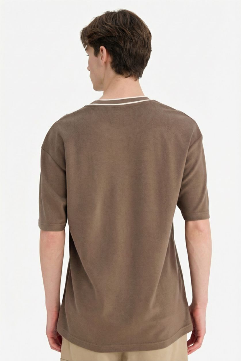 Мужчины Светло коричневый Футболка Boxy Fit из 100% хлопка