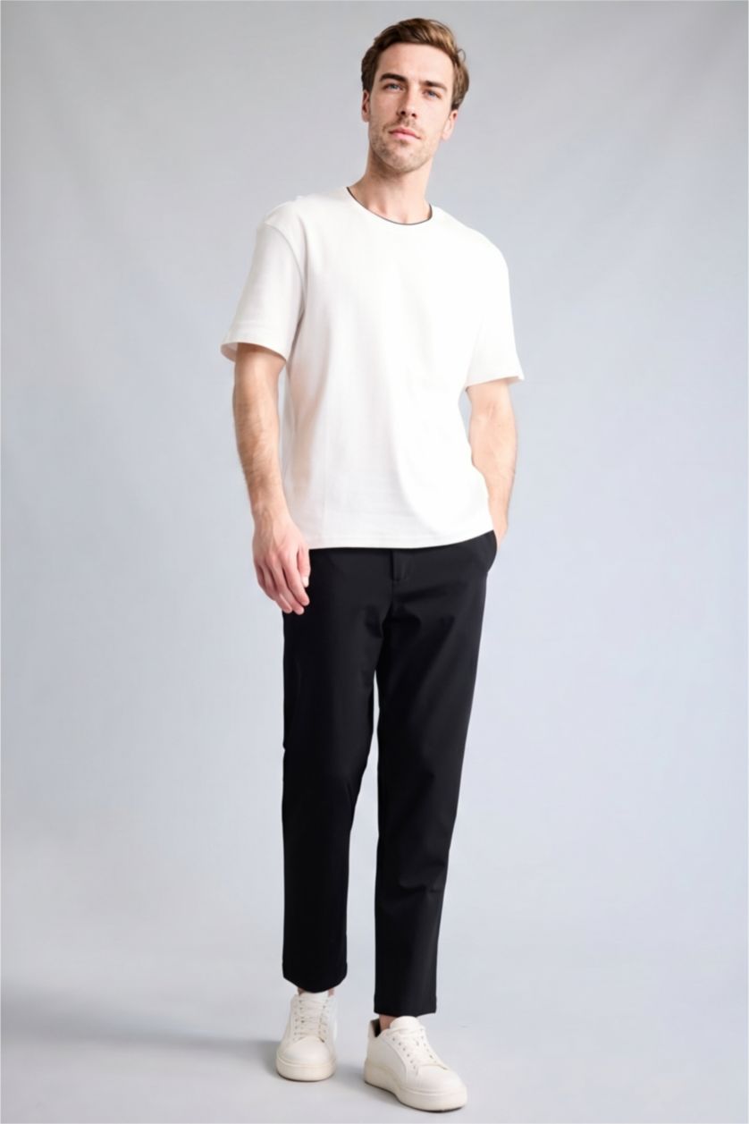Men Black Tailored Fit Trousers