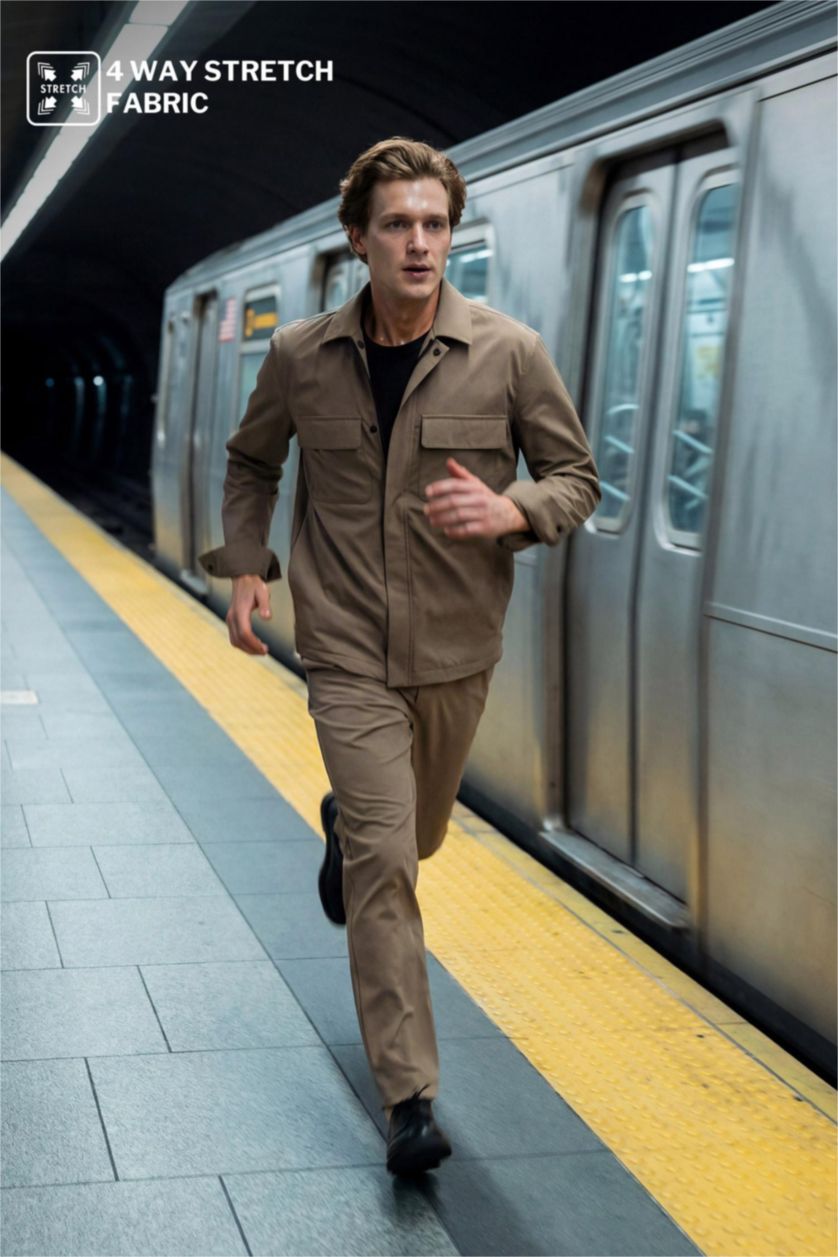 MAN Khaki Tailored Fit Trousers