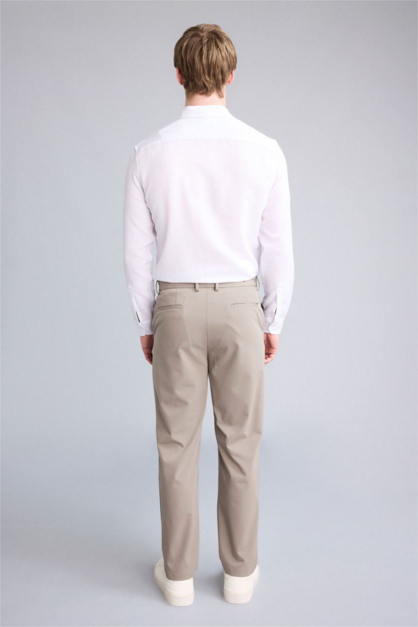 Man Khaki Tailored Fit Trousers