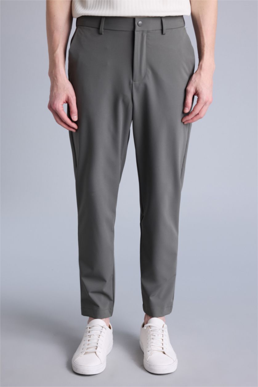 HOMME Marron Pantalon Coupe Ajustée