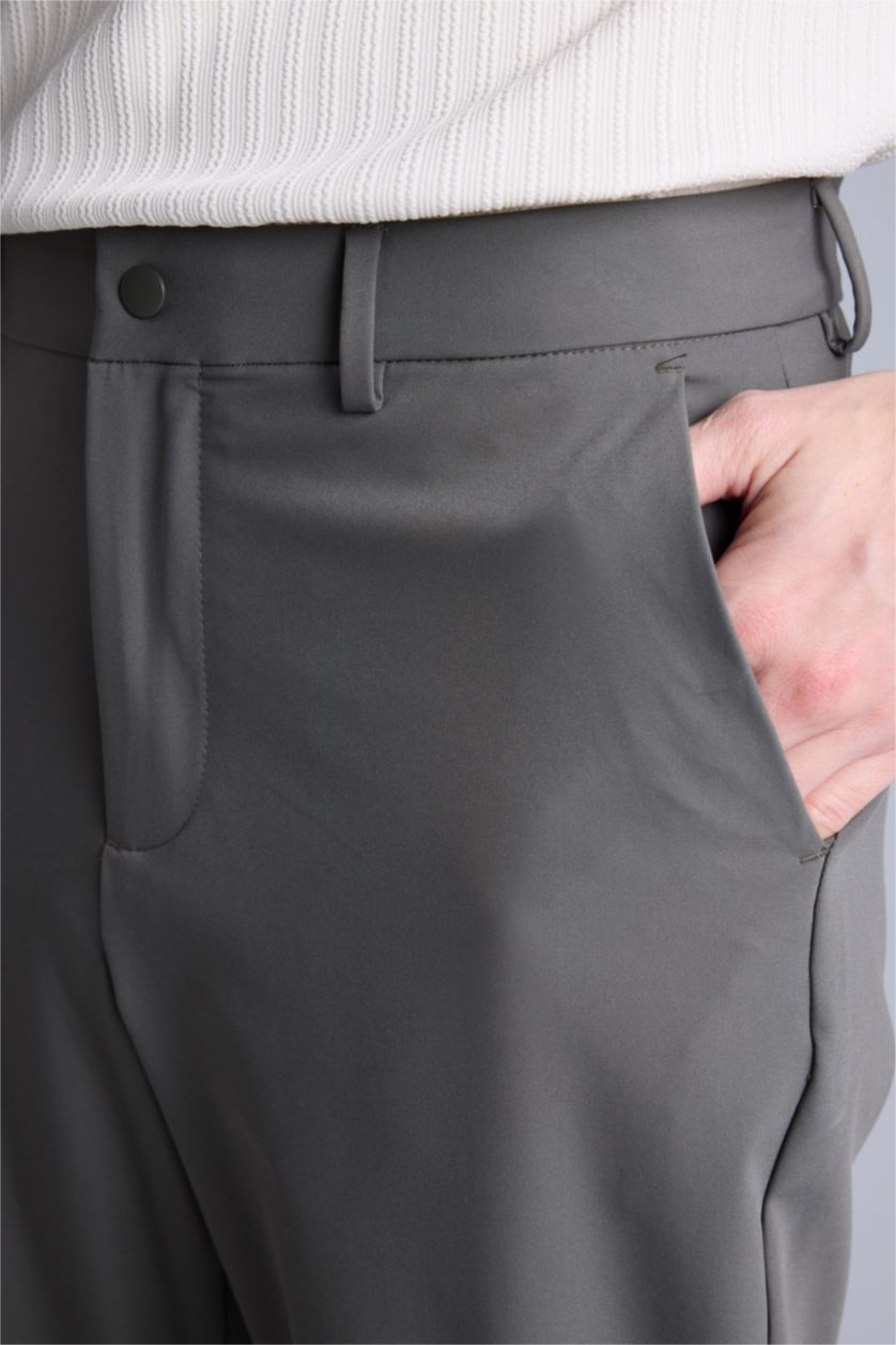 HOMME Marron Pantalon Coupe Ajustée