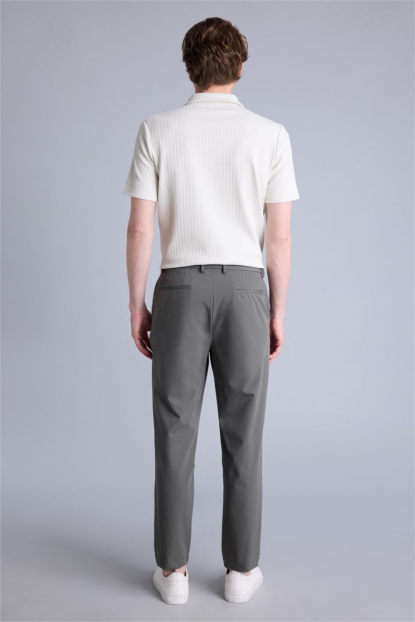 HOMME Marron Pantalon Coupe Ajustée