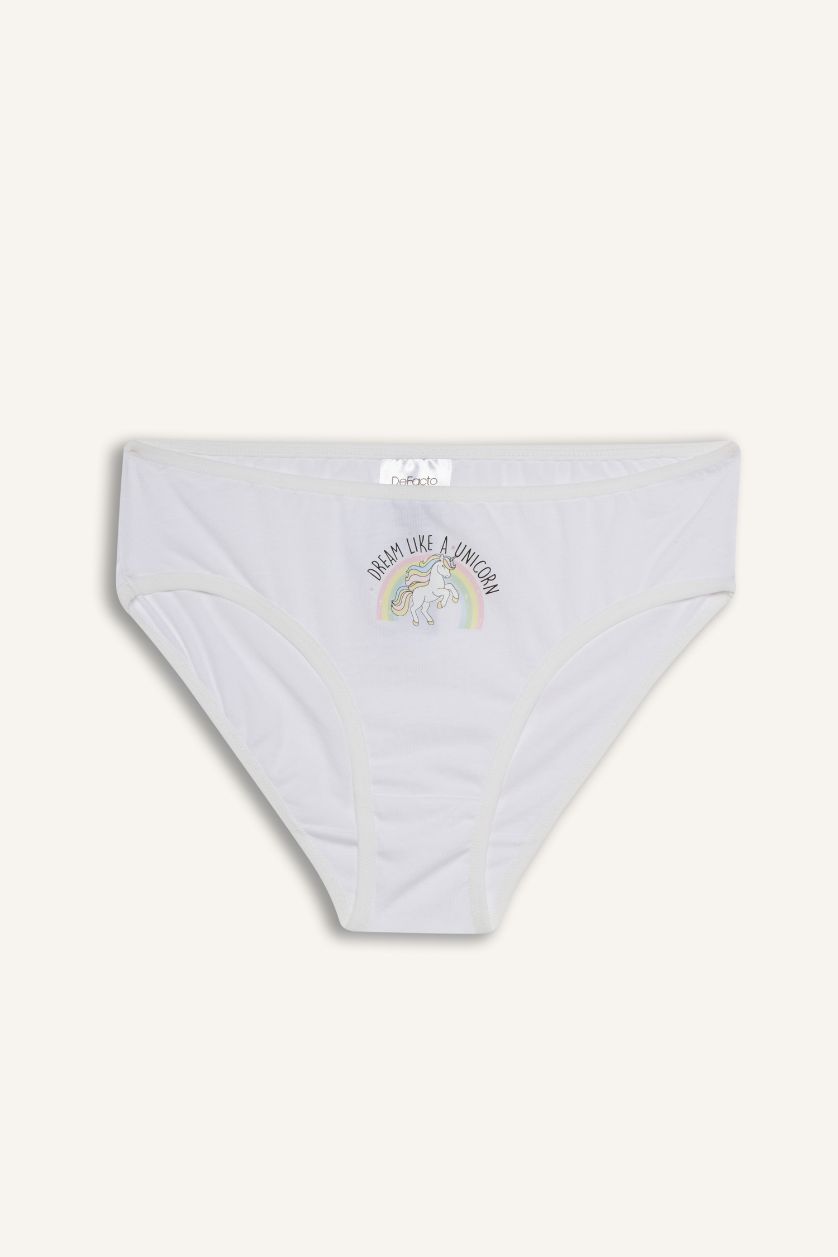 Kız Çocuk - Genç Kız Açık Pembe %100 Pamuklu Desenli 3'lü Slip Külot Kız Çocuk