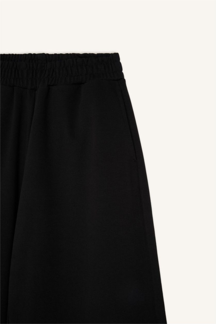 Kadın Siyah Barrel Fit Beli Lastikli Geniş Paça Eşofman Altı