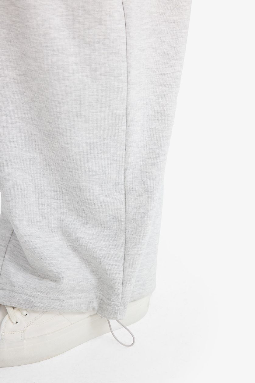 FEMME Gris Pantalon de survêtement large à taille élastique Coupe barrel