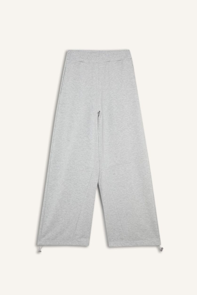 FEMME Gris Pantalon de survêtement large à taille élastique Coupe barrel