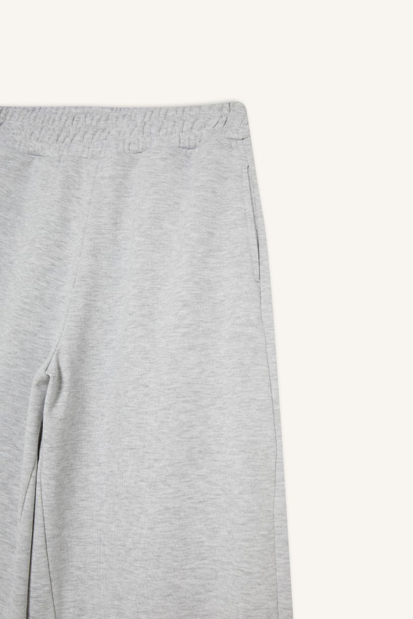 FEMME Gris Pantalon de survêtement large à taille élastique Coupe barrel