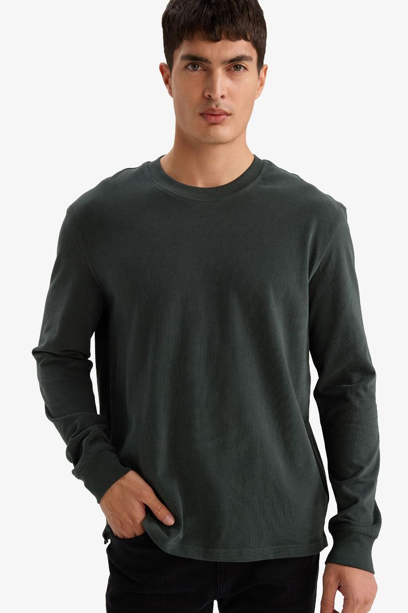 Erkek Koyu Yeşil %100 Pamuk Uzun Kollu Body