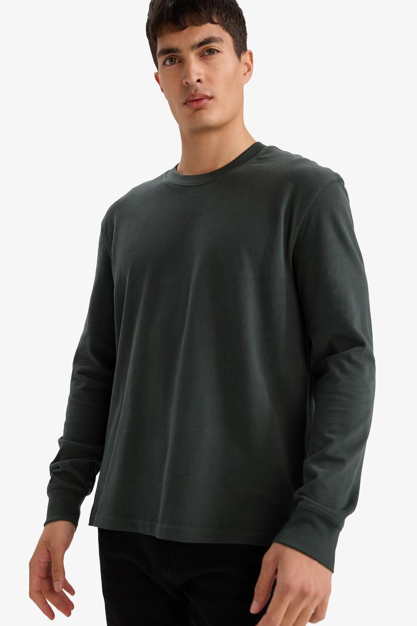Erkek Koyu Yeşil %100 Pamuk Uzun Kollu Body