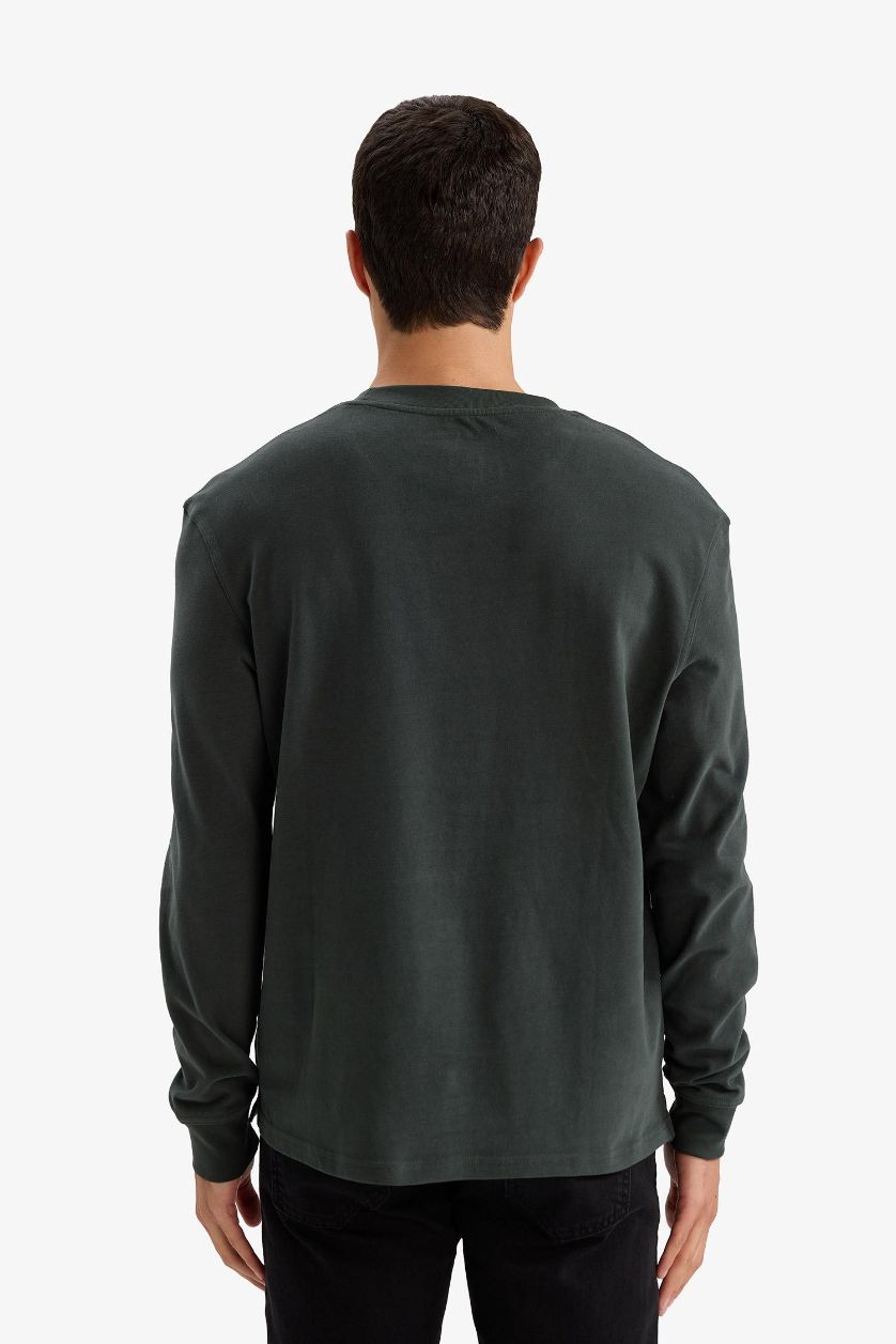 Erkek Koyu Yeşil %100 Pamuk Uzun Kollu Body
