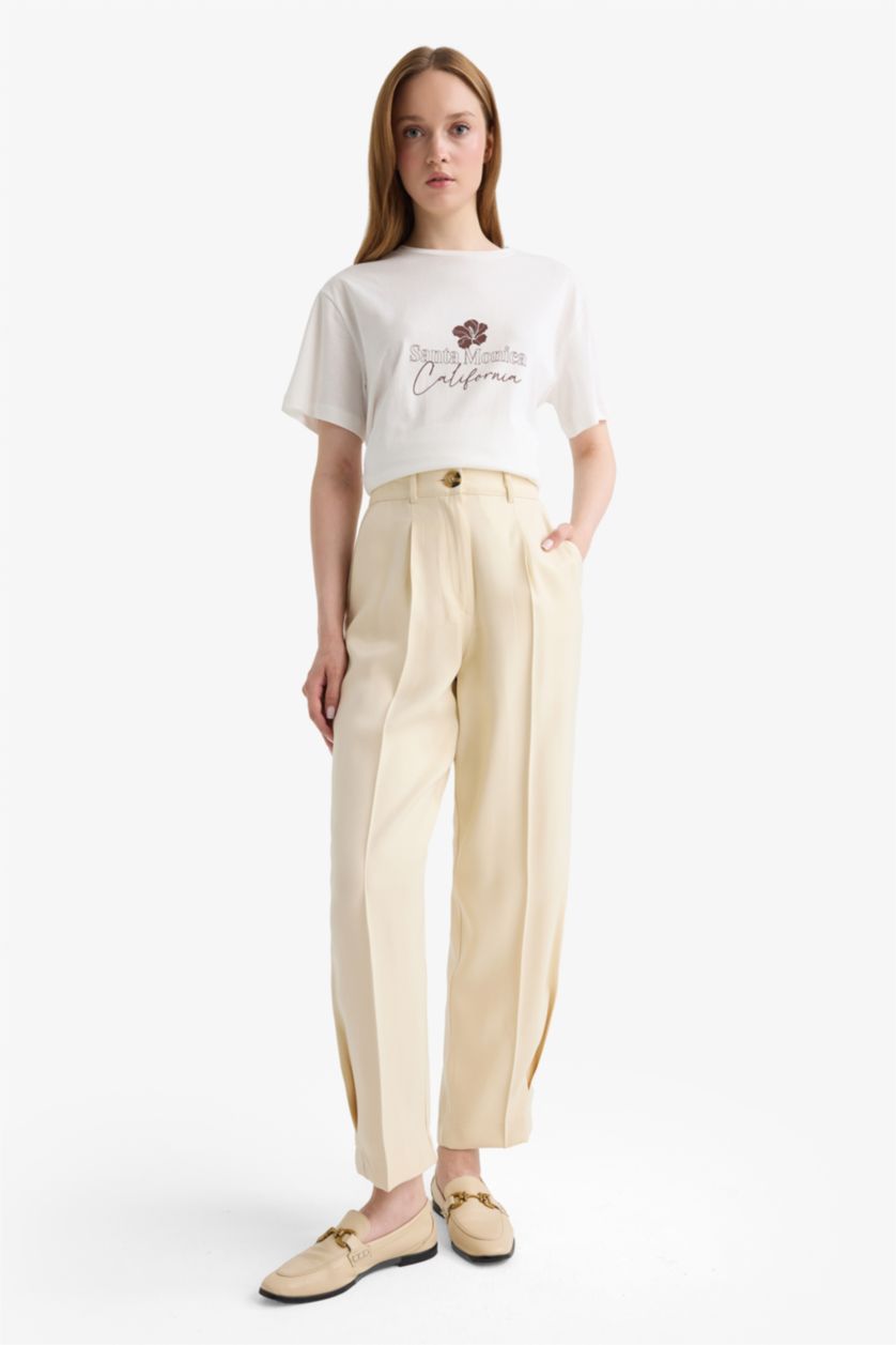 Woman Stone Regular Fit Satin Trousers