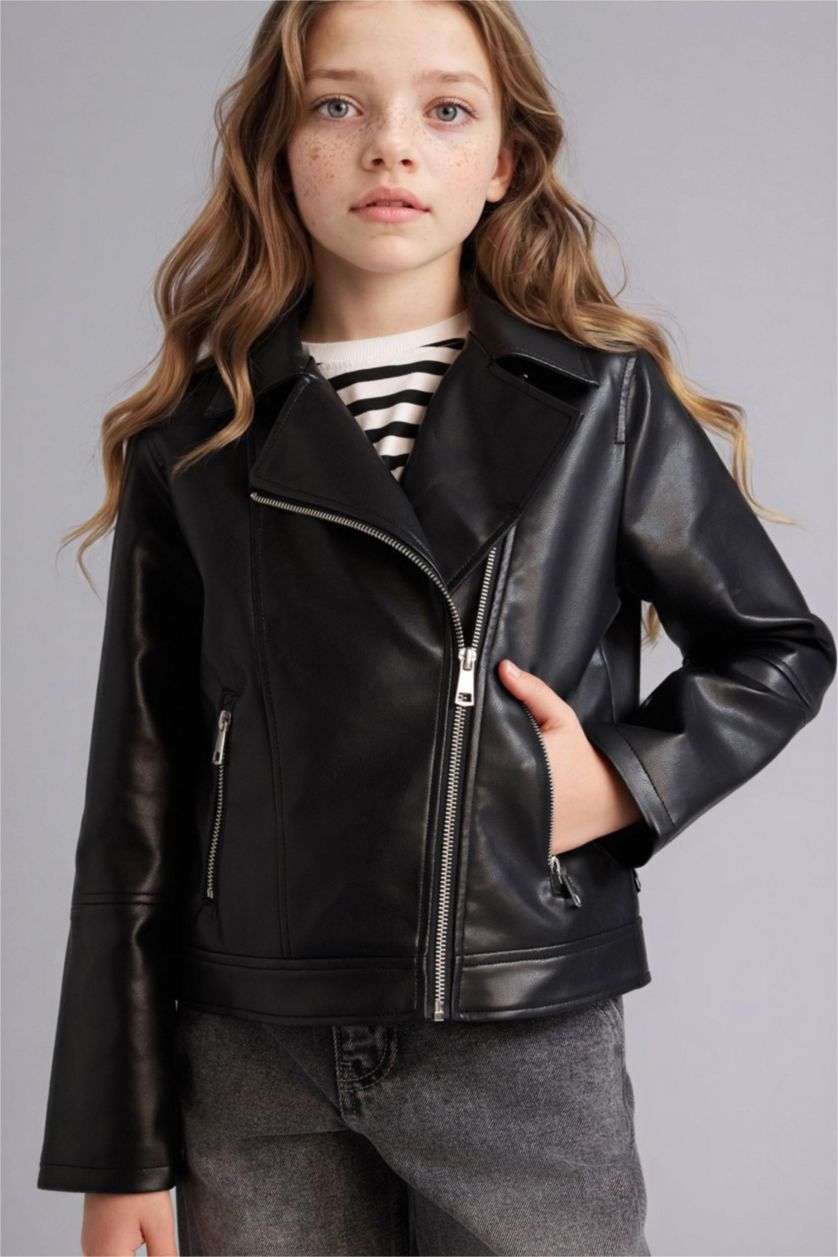 Girls & Teens Black Girl Faux Leather Jacket