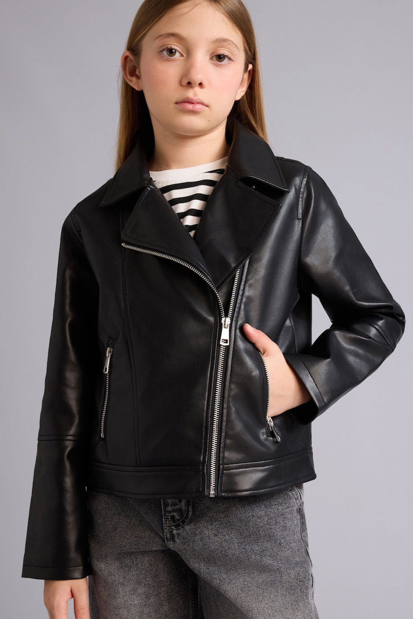 Young Girls - Teen Girls Black Girl Faux Leather Jacket