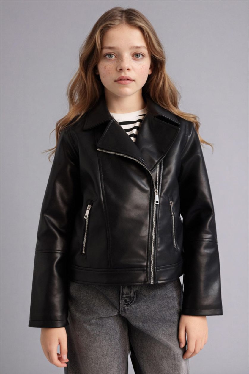 Girls & Teens Black Girl Faux Leather Jacket