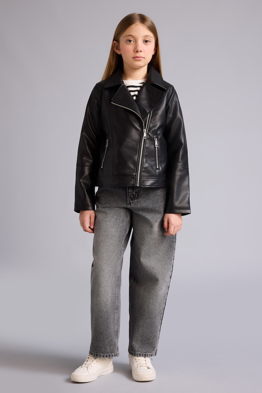 Young Girls - Teen Girls Black Girl Faux Leather Jacket
