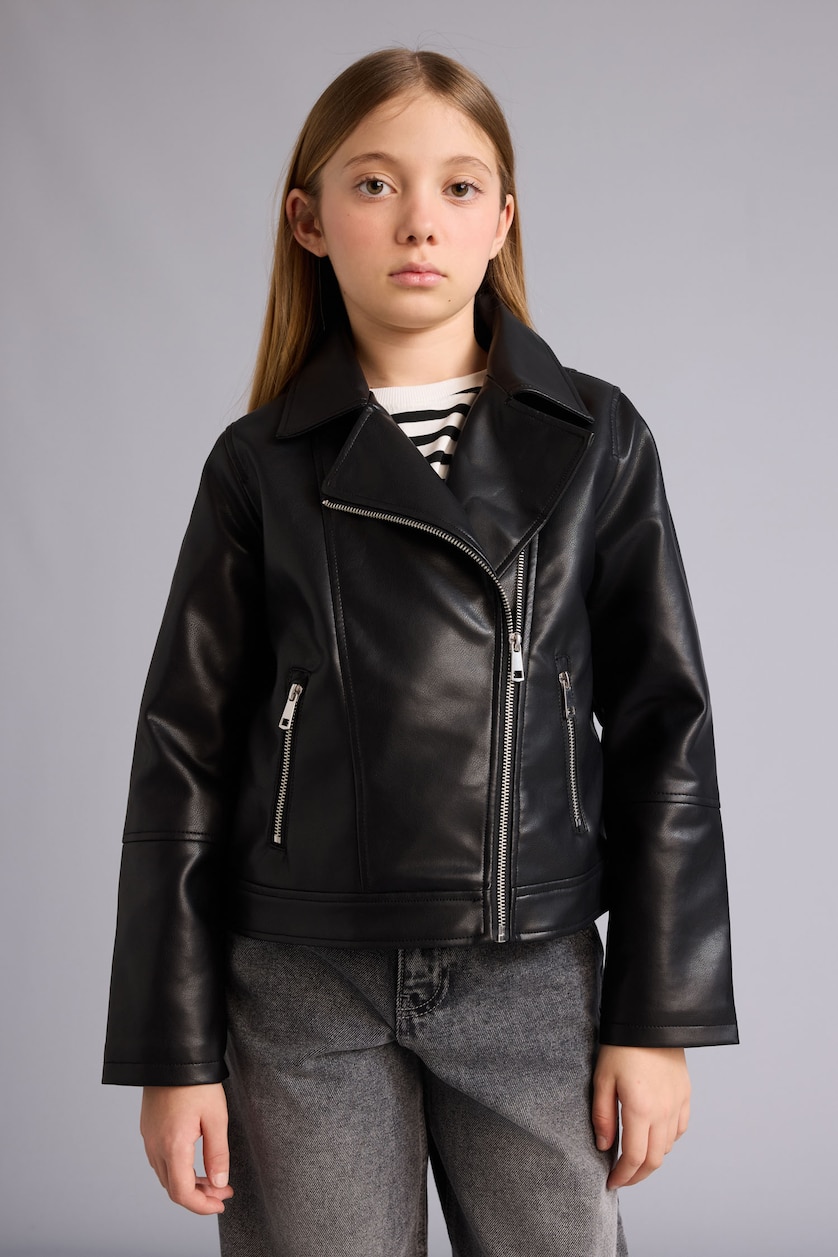 Young Girls - Teen Girls Black Girl Faux Leather Jacket