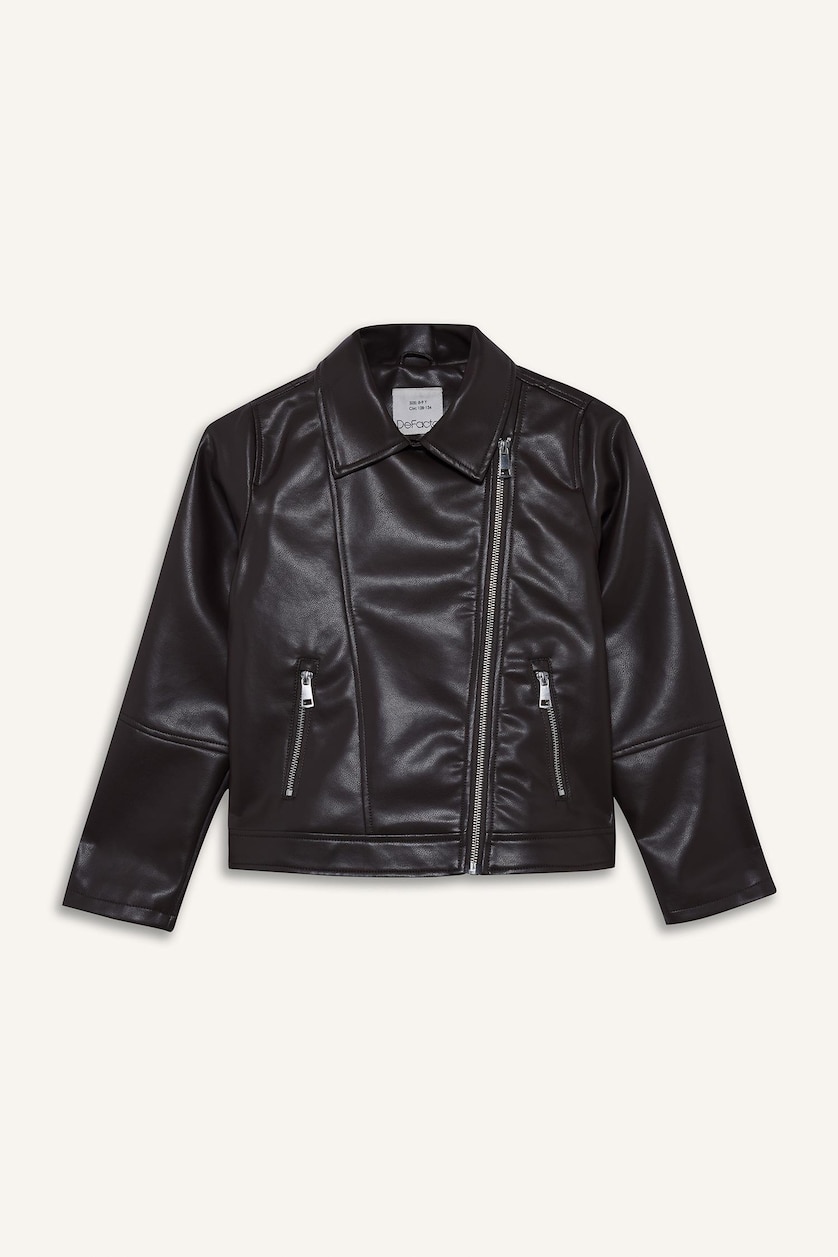 Young Girls - Teen Girls Black Girl Faux Leather Jacket