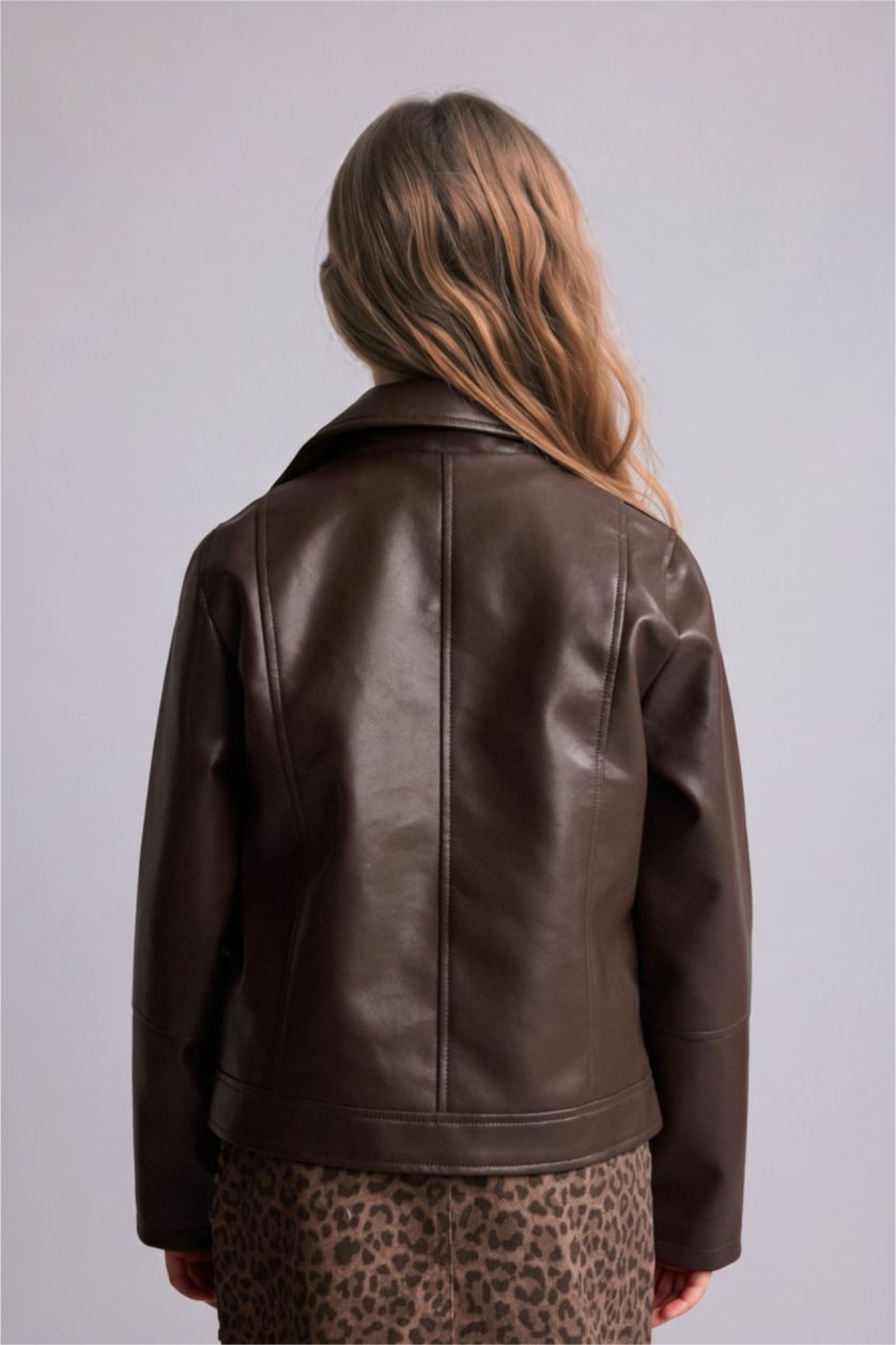 Young Girls - Teen Girls Brown Girl Faux Leather Jacket