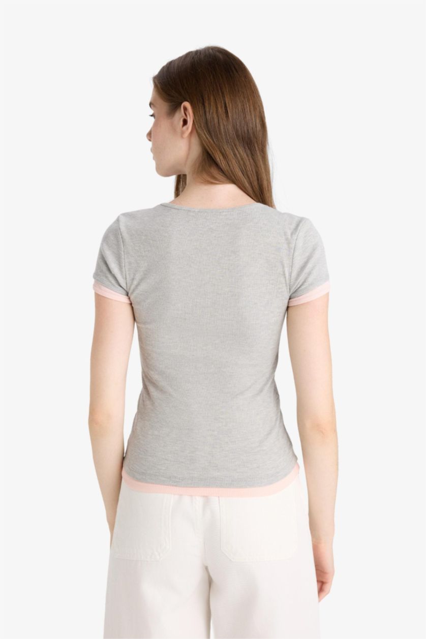 نساء ميلانج رمادي Woman Short Sleeve T-Shirt