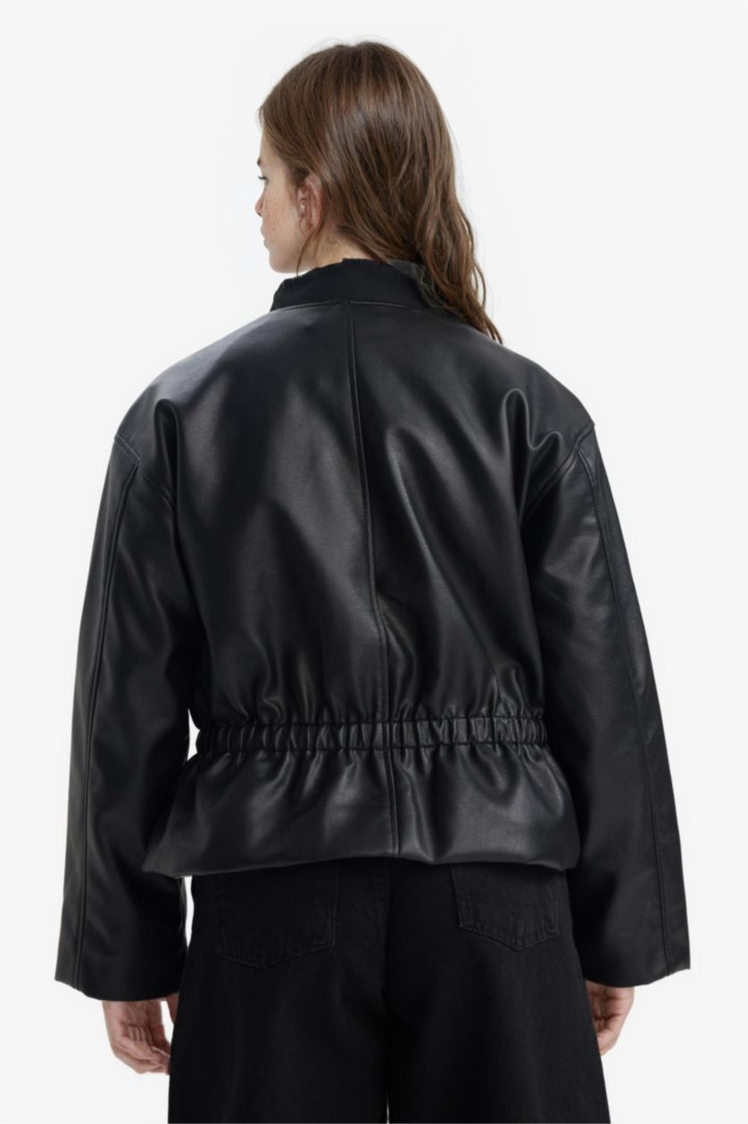 Girls & Teens Black Girl College Collar Bomber Jacket