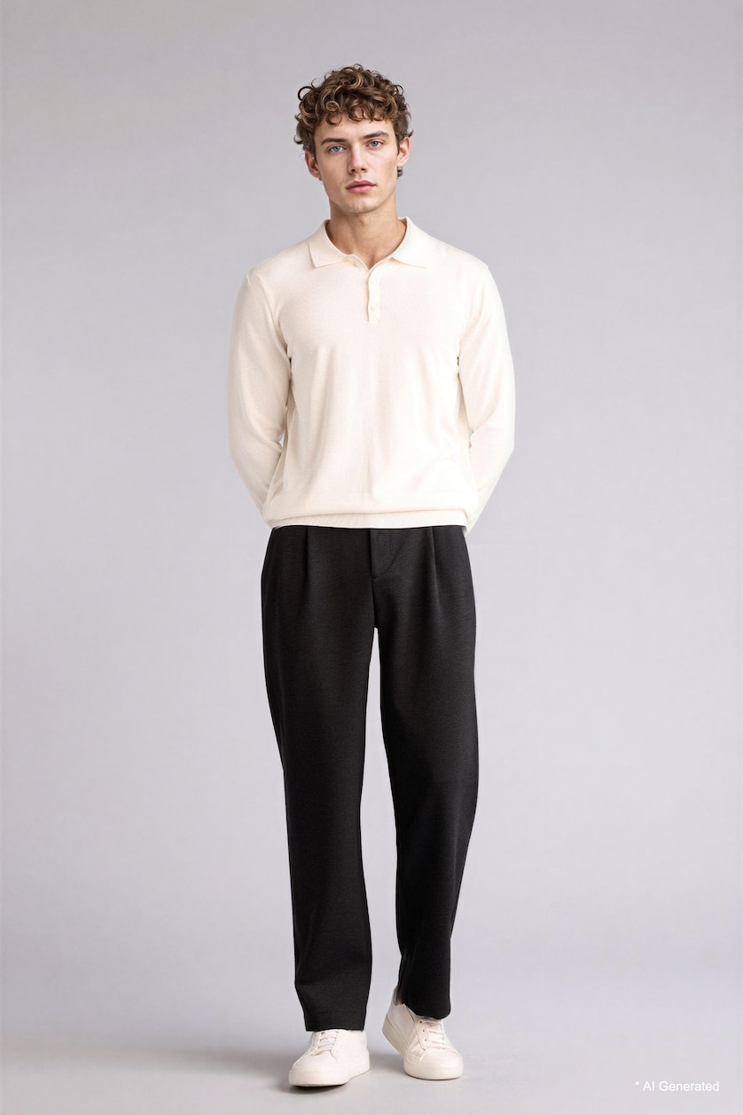 Men Anthracite Melange Baggy Fit Trousers