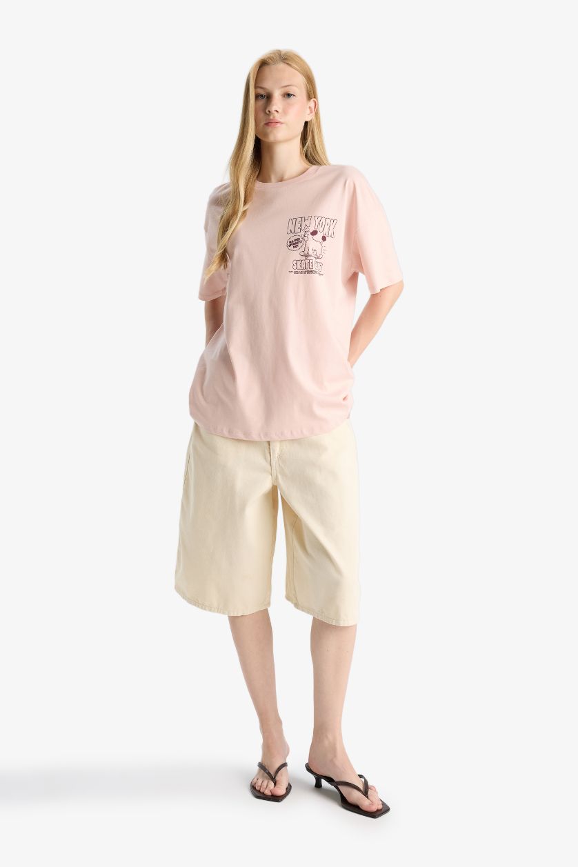 FEMME Bordeaux Clair T-shirt oversize à manches courtes avec imprimé au dos