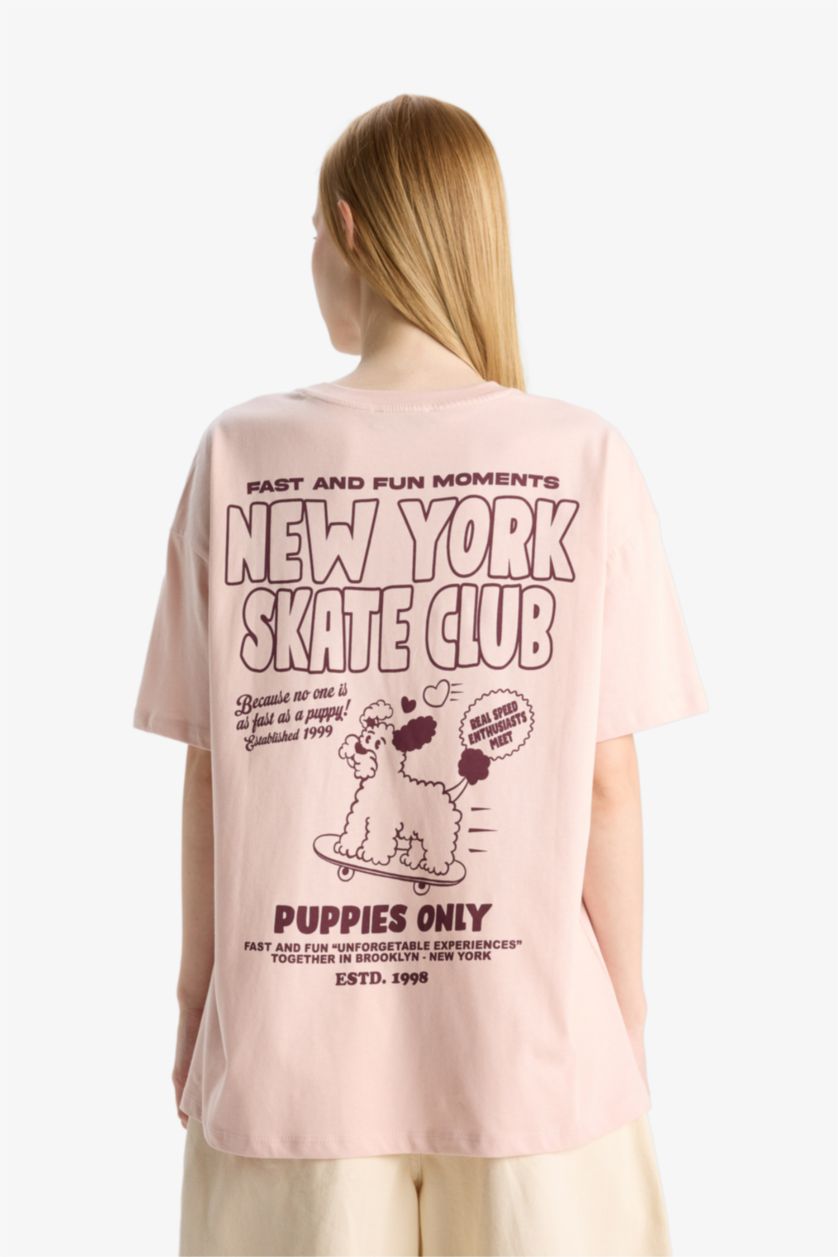 FEMME Bordeaux Clair T-shirt oversize à manches courtes avec imprimé au dos