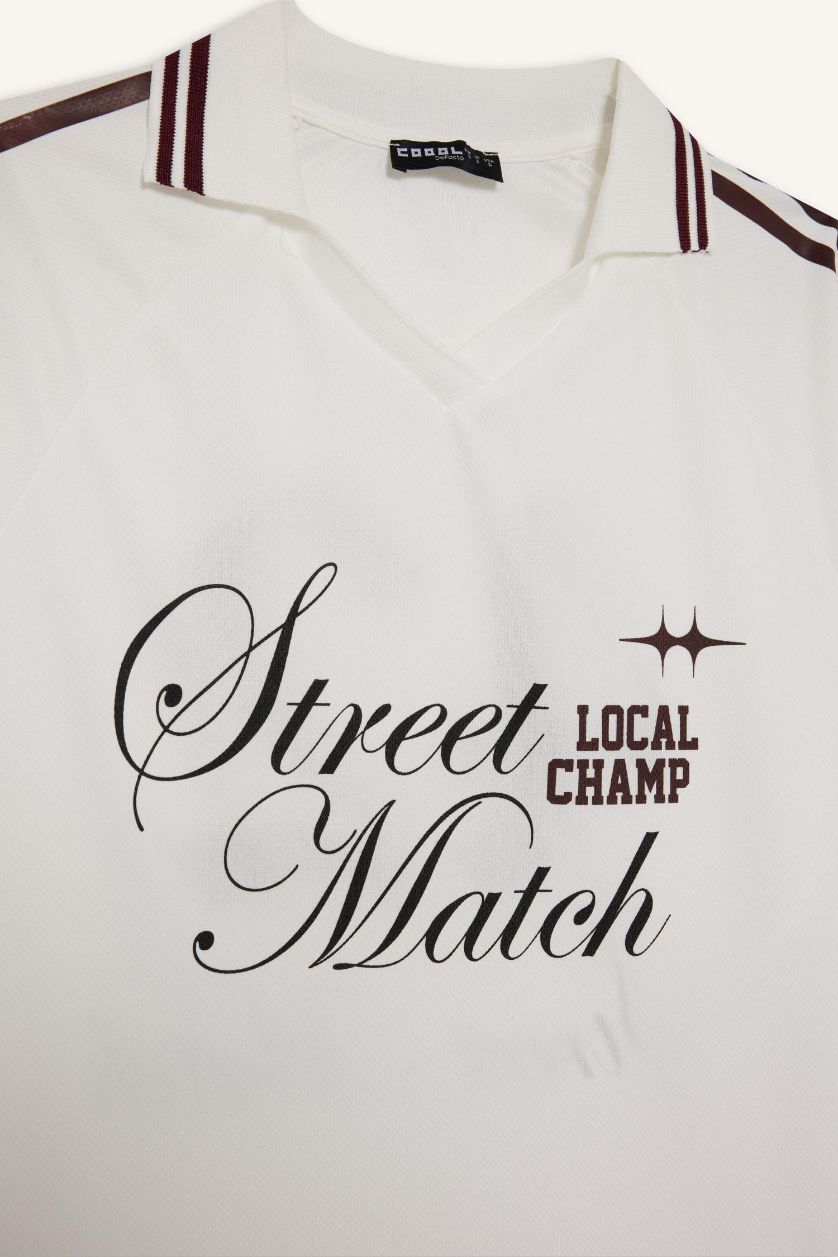 Женщины Кремовый Оверсайз футболка поло с длинными рукавами