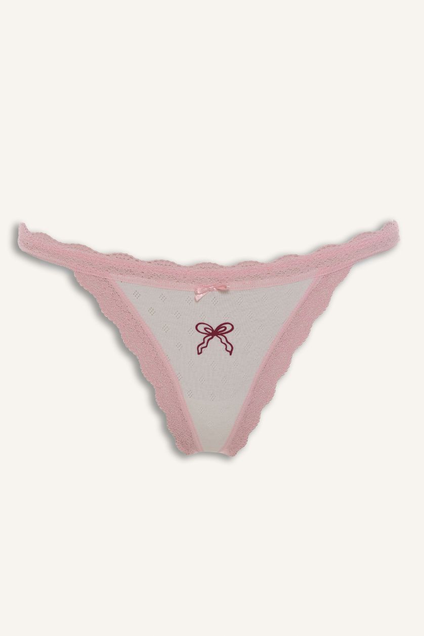 نساء زهري كيلوت سليب بالدانتيل - قطعتين