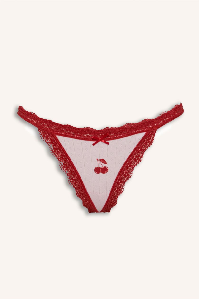 Women Red Lace Detail 2 Piece Set
