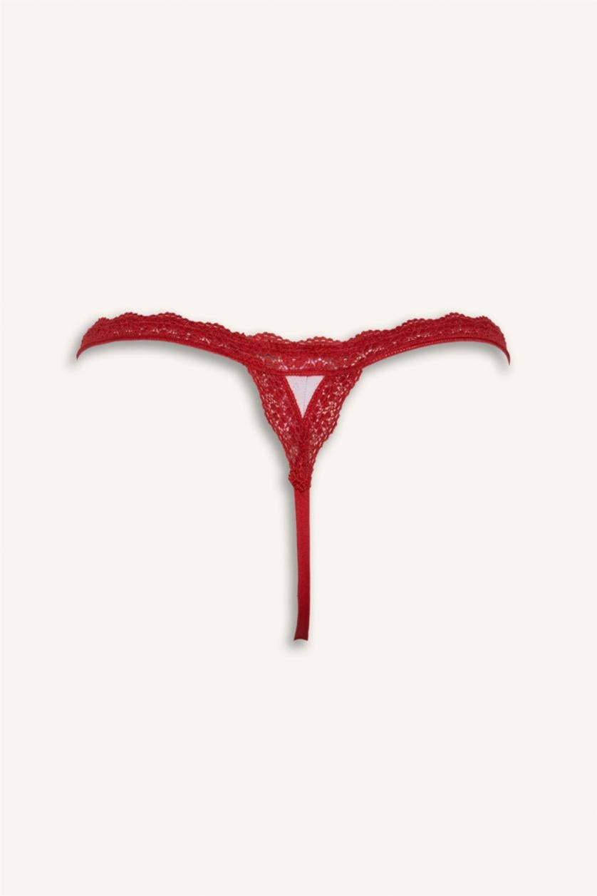 Women Red Lace Detail 2 Piece Set