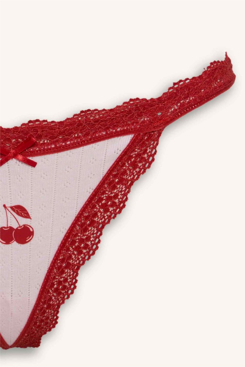 Women Red Lace Detail 2 Piece Set