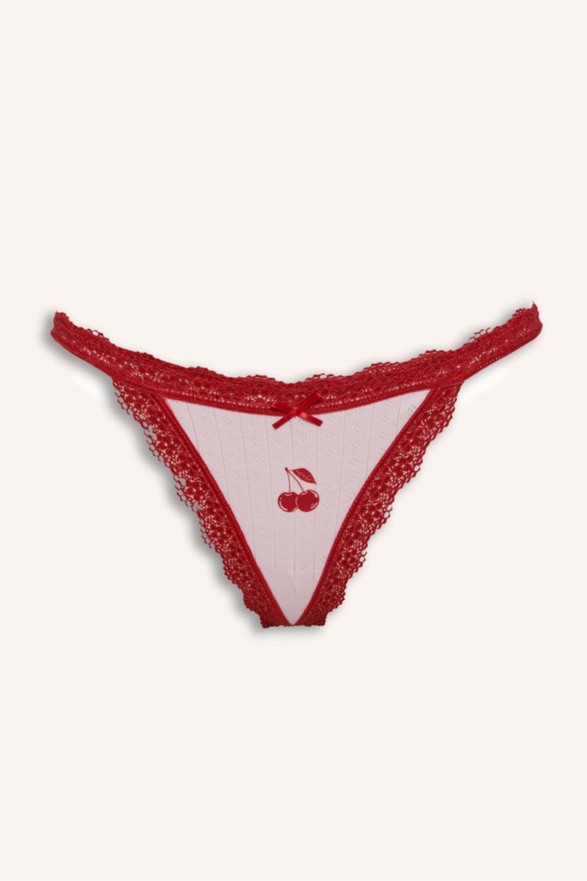 نساء أحمر Lace Detail 2 Piece Panties