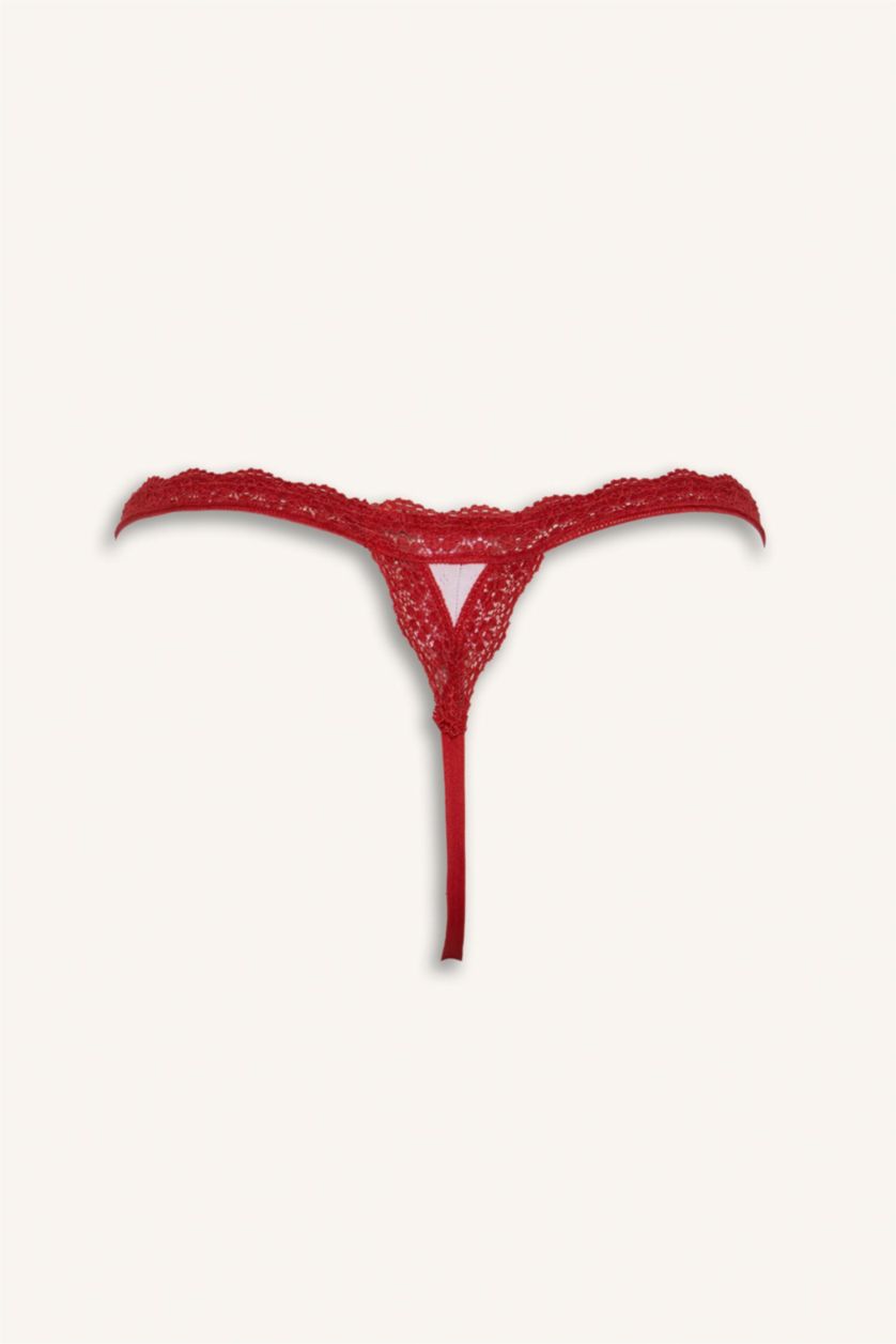 نساء أحمر Lace Detail 2 Piece Panties