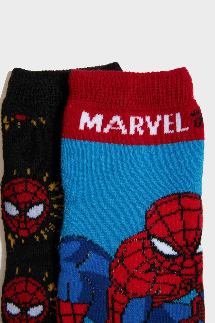GARÇONS Karma Lot de 2 paires de Chaussettes longues en coton Spider Man pour garçon