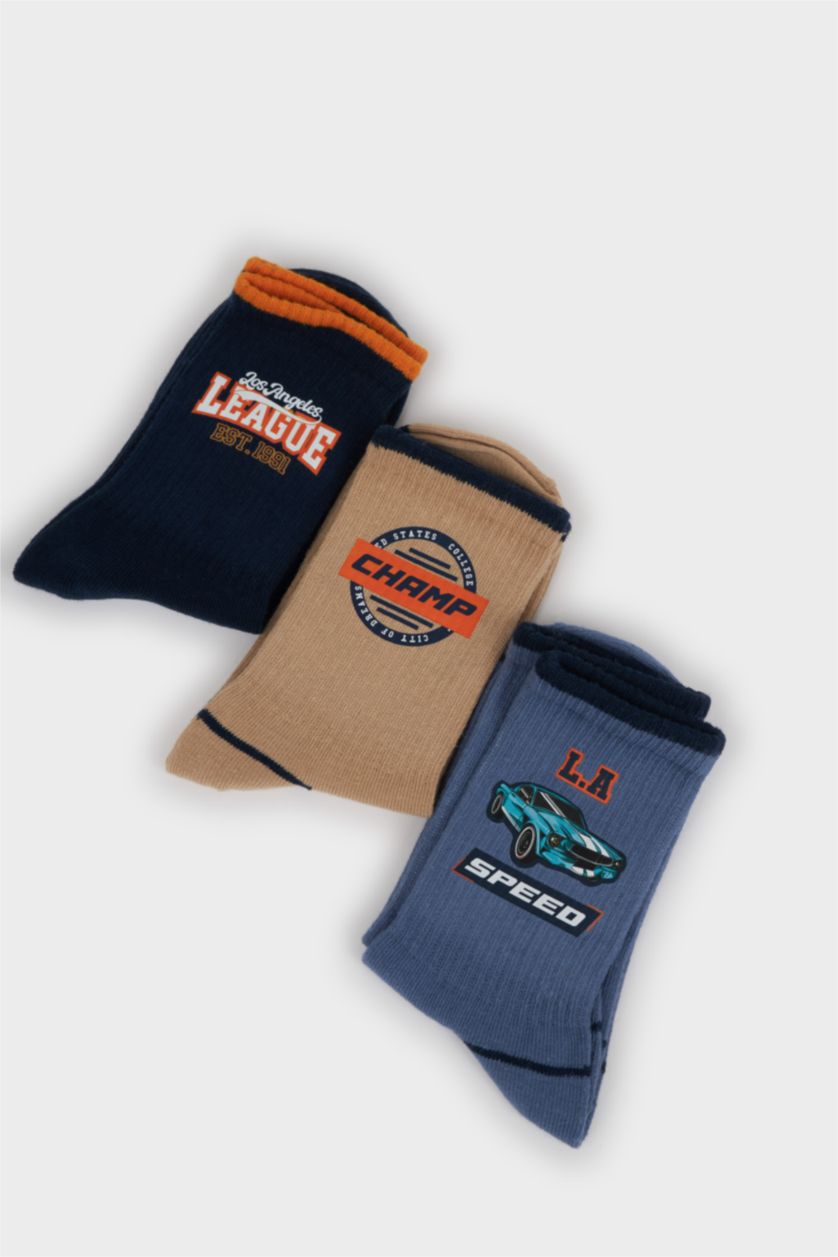 Erkek Çocuk - Genç Erkek Karma Erkek Çocuk 3'lü Pamuklu Uzun Çorap