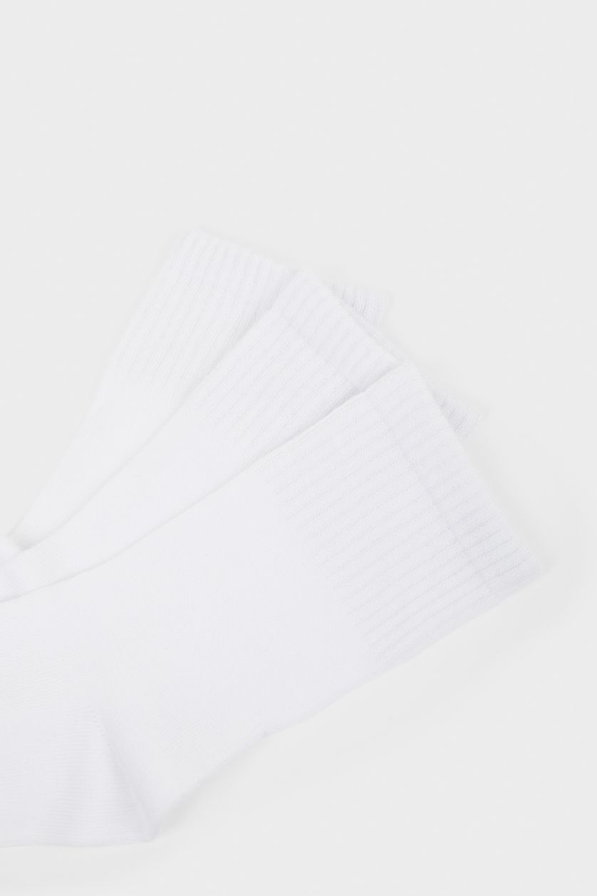 نساء أبيض جوارب طويلة نسائية من قطن - 3 قطع