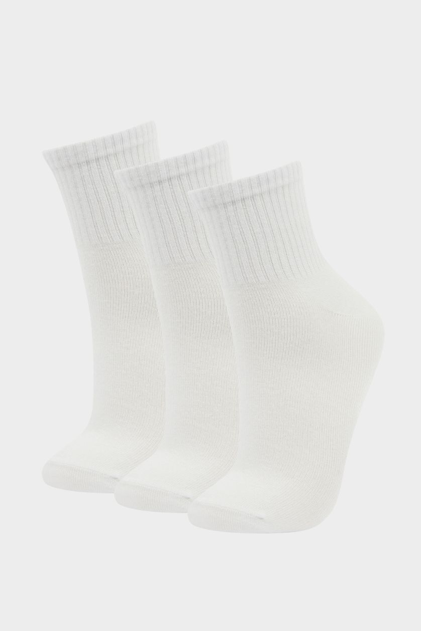نساء أبيض جوارب قصيرة نسائية من قطن - 3 قطع